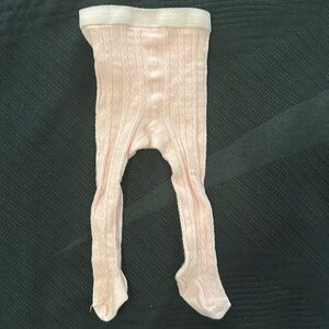 Hanna Andersson Baby Pink Cable Knit Tights 3-6M